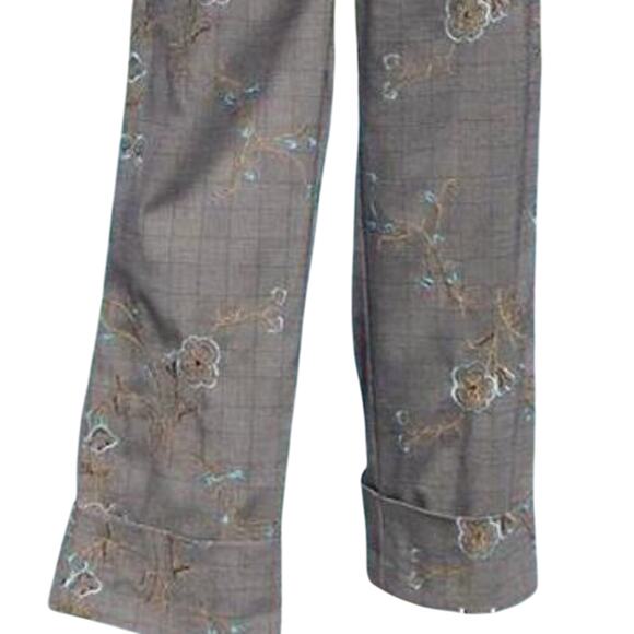 Cache Gray Blue Multi Stretch Work Crop Dress Pant New Embroidery $118 NWT - Picture 4 of 8
